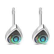 Abalone Shell Pear Shaped Drop Silver Stud Earrings, e150